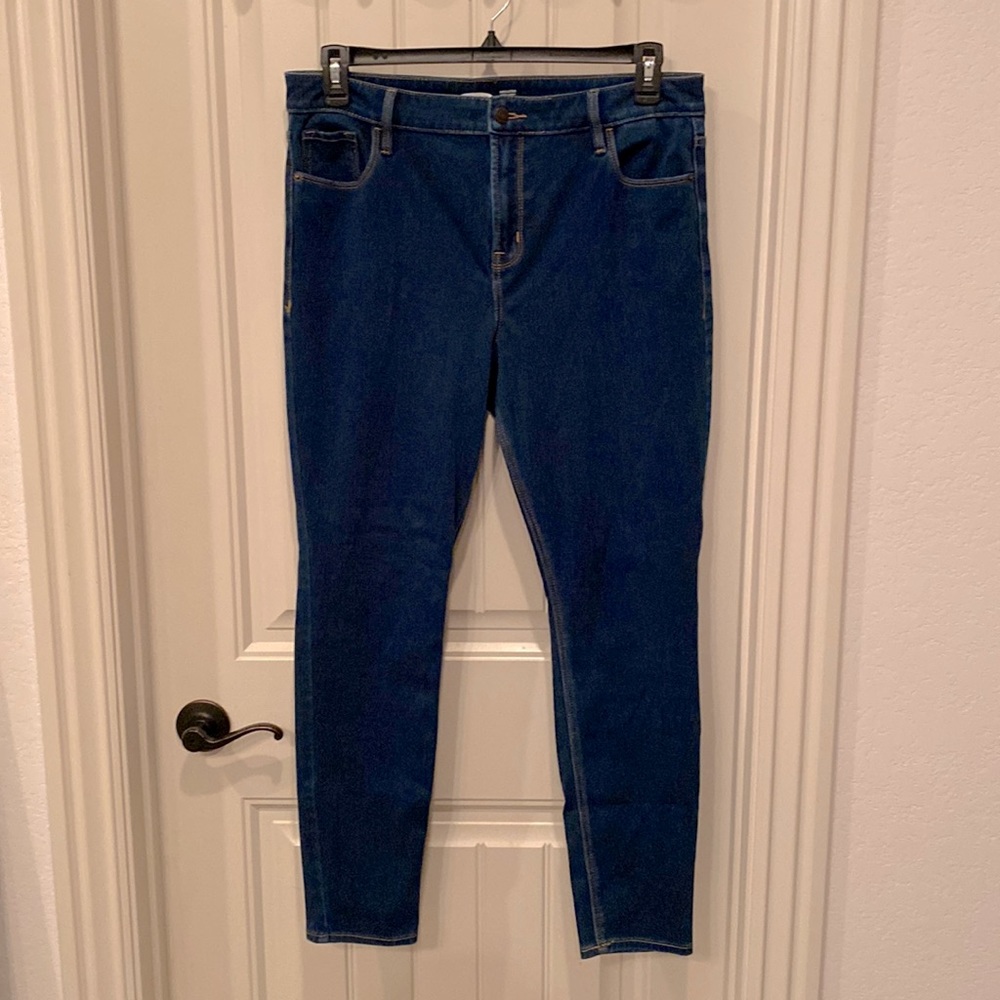Dark Blue Old Navy Rockstar Super Skinny High Rise Jeans Size 14